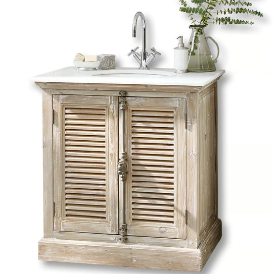 Meuble vasque LOBERON Cuthbert marron vieilli blanc
