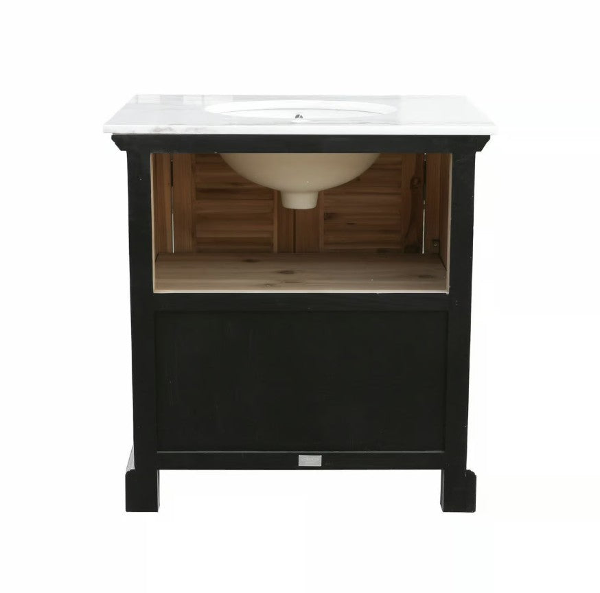 Meuble vasque LOBERON Cuthbert marron vieilli blanc