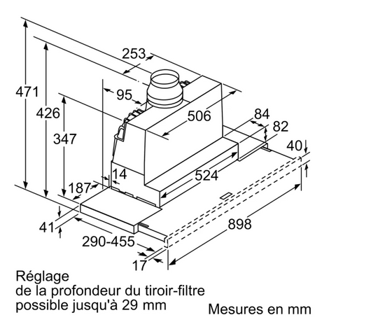 Hotte telescopique encastrable SIEMENS LI97SA531 – 90 cm – Inox