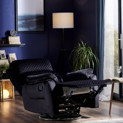 Fauteuil de relaxation noir à mécanisme manuel LES TENDANCES - KEVA