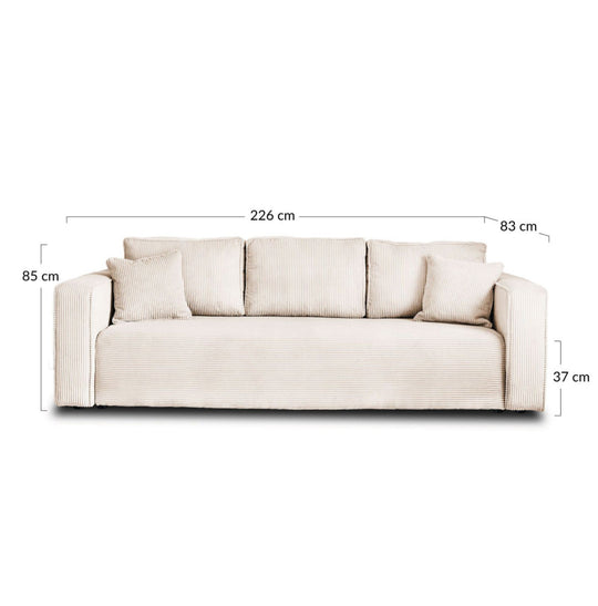 Canapé convertible BEST MOBILIER Topaze 3 places avec coffre en velours côtelé beige