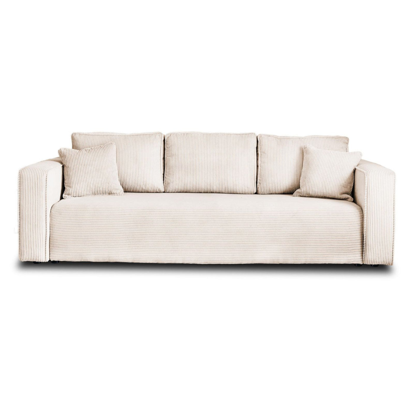 Canapé convertible BEST MOBILIER Topaze 3 places avec coffre en velours côtelé beige