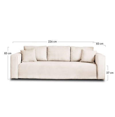 Canapé convertible BEST MOBILIER Topaze 3 places avec coffre en velours côtelé beige