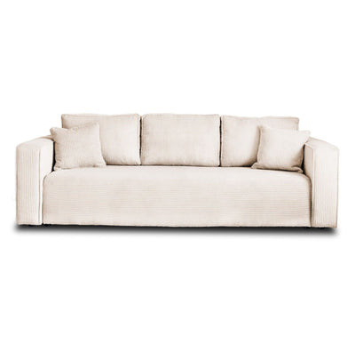 Canapé convertible BEST MOBILIER Topaze 3 places avec coffre en velours côtelé beige