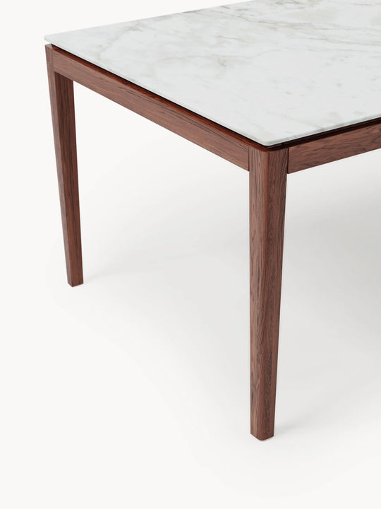 Table à manger WESTWING effet marbre 8 places en céramique blanche JACKSON
