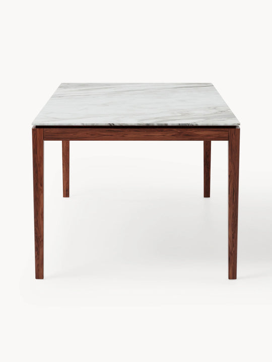Table à manger WESTWING effet marbre 8 places en céramique blanche JACKSON