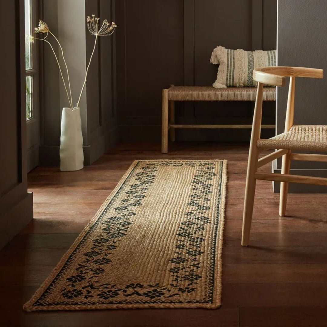 Tapis de couloir en Jute Beige et noir Maisie 60x230cm
