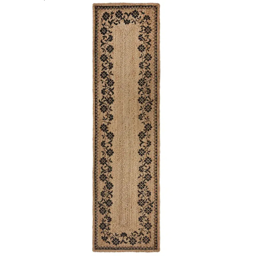 Tapis de couloir en Jute Beige et noir Maisie 60x230cm