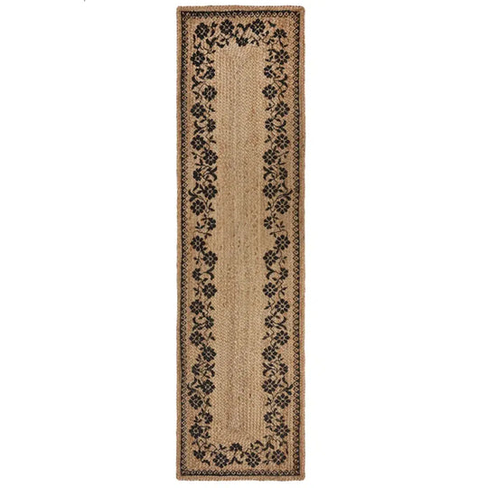 Tapis de couloir en Jute Beige et noir Maisie 60x230cm