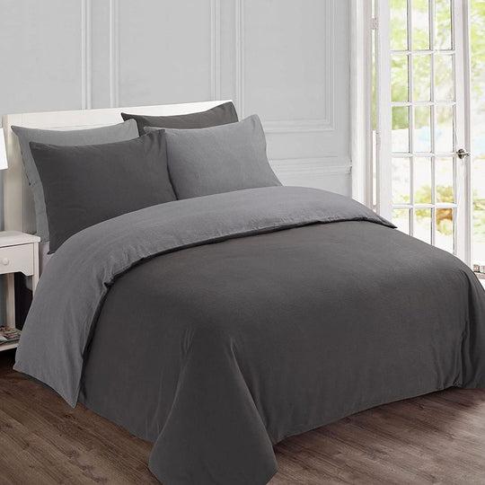 Parure de lit 2 personnes gris reversible