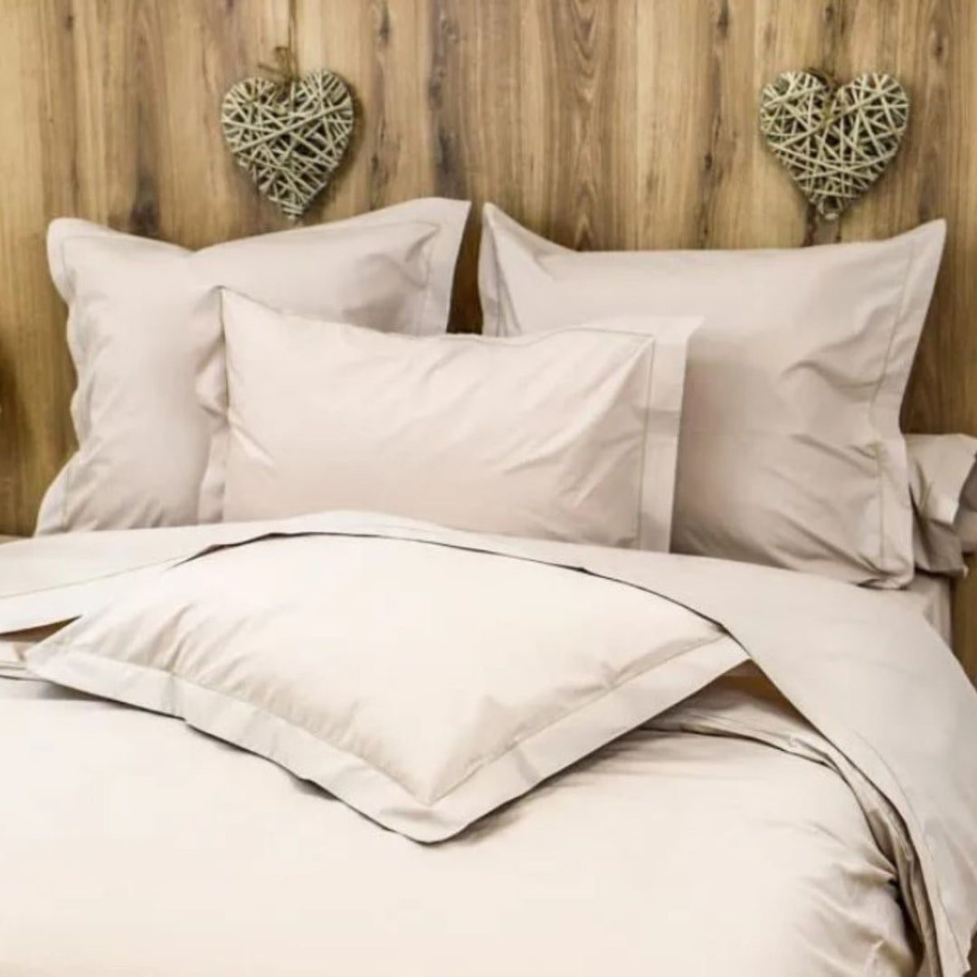 Parure de lit percale de coton 240x260cm sable