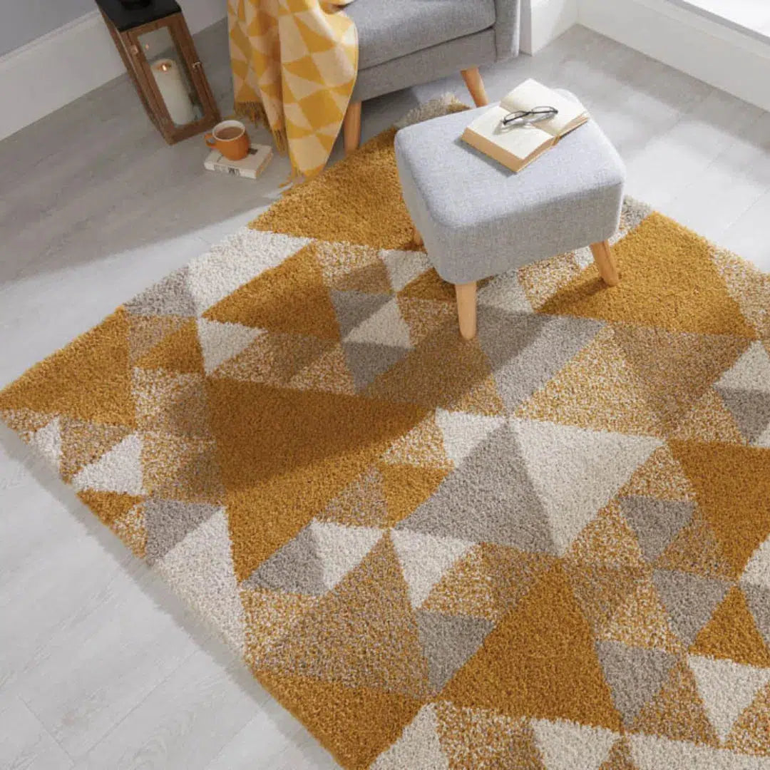 tapis geometrique jaune