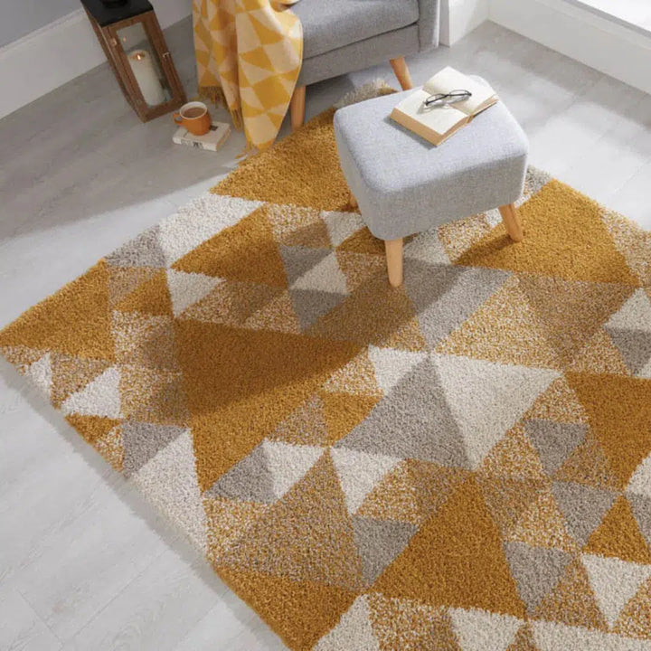 tapis geometrique jaune