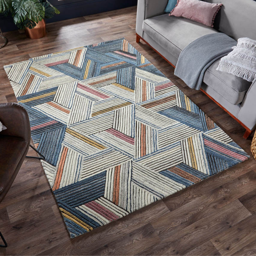 tapis en laine multicolore