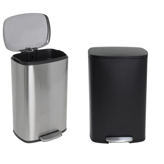 Poubelle de cuisine à pédale 50L Design ADMIRAL en acier Inox brossé avec seau et fermeture douce