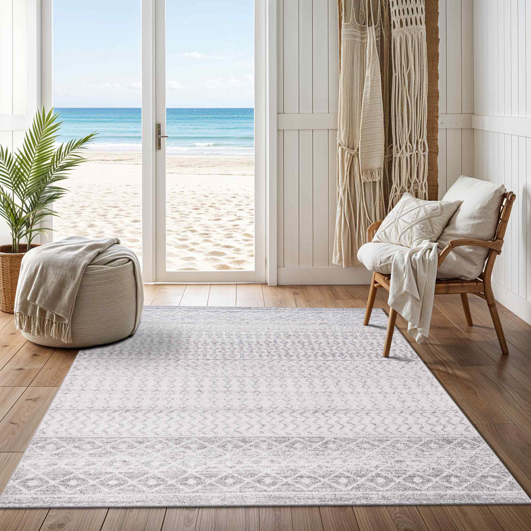 Tapis Scandinave Bohème Gris/Blanc Nice
