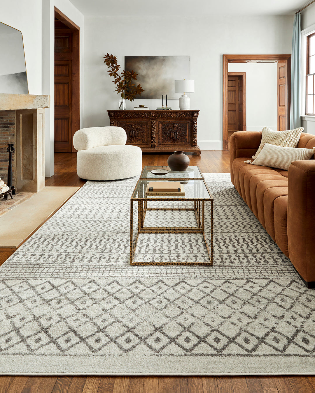 Tapis Scandinave Bohème Ivoire/Gris Nice