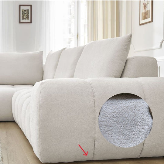 Canapé d'angle gauche BOBOCHIC Everest 4 places en tissu blanc texturé