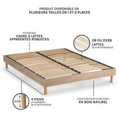 Sommier en kit bois Made in France - Bois, Blanc ou Noir on