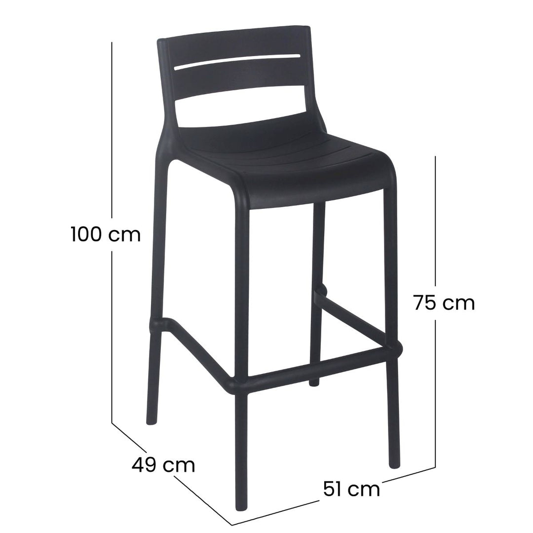 Lot de 4 chaises de jardin haute en plastique Oviala PANAME noir