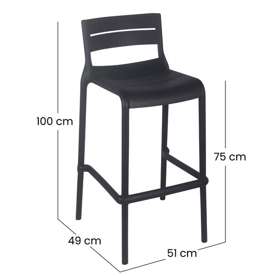 Lot de 4 chaises de jardin haute en plastique Oviala PANAME noir