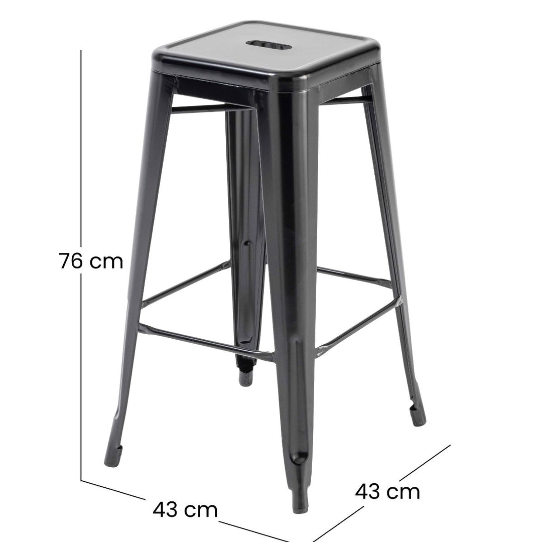 Lot de 4 tabourets de bar extérieur en métal noir