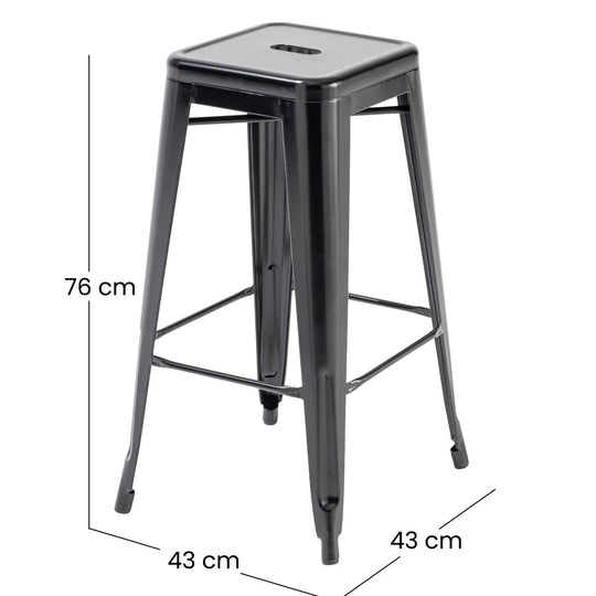 Lot de 4 tabourets de bar extérieur en métal noir