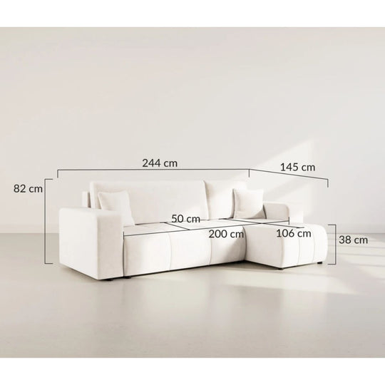 Canapé d'angle réversible convertible BEST MOBILIER Nicole 4 places avec coffre en tissu beige