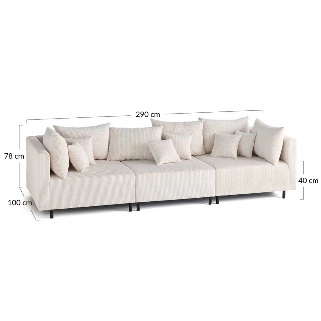 Canapé BESTMOBILIER EDINBURG 3 places velours côtelé beige