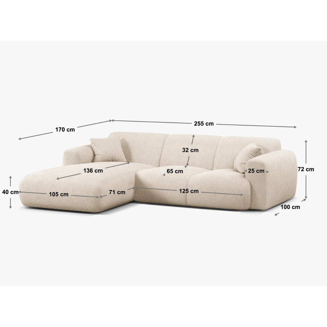 Canapé d'angle MICADONI Molino chenille beige foncé
