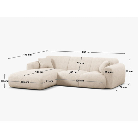 Canapé d'angle MICADONI Molino chenille beige foncé