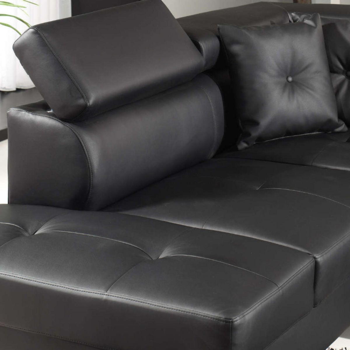 Canapé d'angle gauche convertible BEST MOBILIER Lisbona 5 places Noir