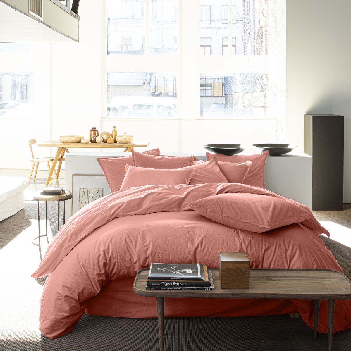 Parure de lit Bâton Rouge en percale de coton 80 fils