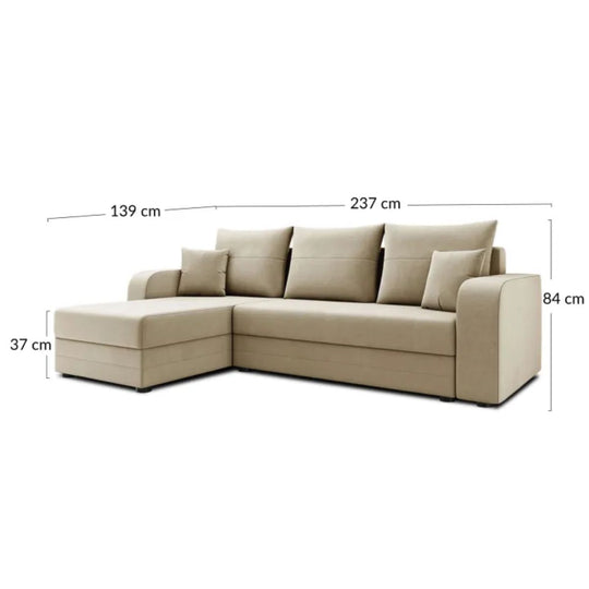 canapé d'angle réversible gris 4 places convertible avec coffre en velours Bestmobilier