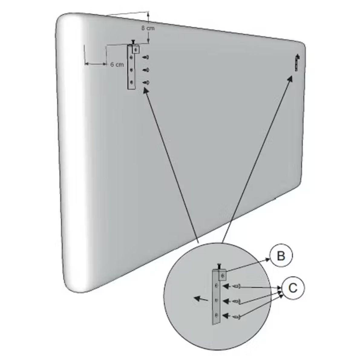 Tête de lit Milan capitonnée losange en tissu gris 90x60cm