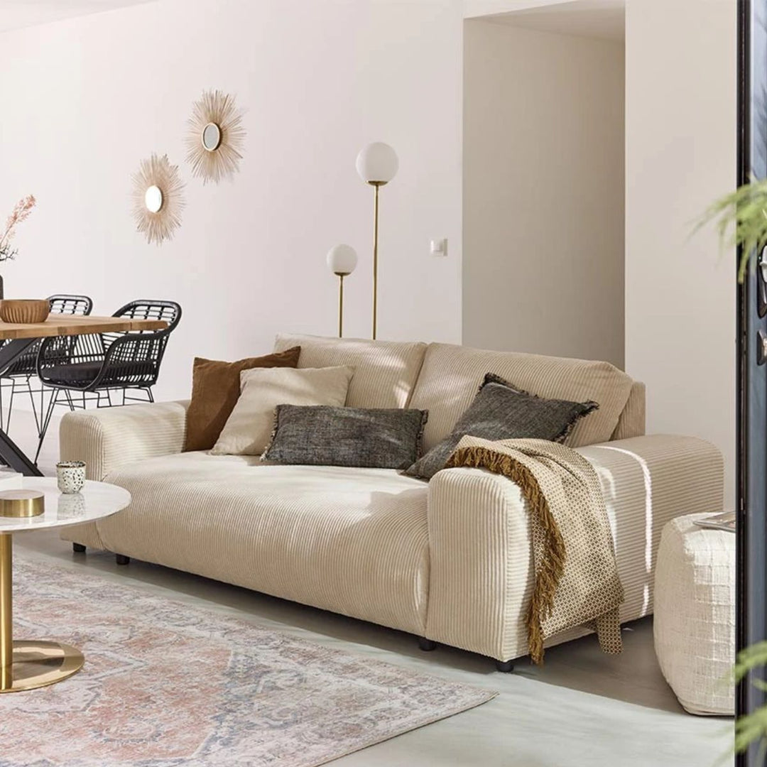 Canapé droit 3 places GARANCE en velours côtelé BESTMOBILIER