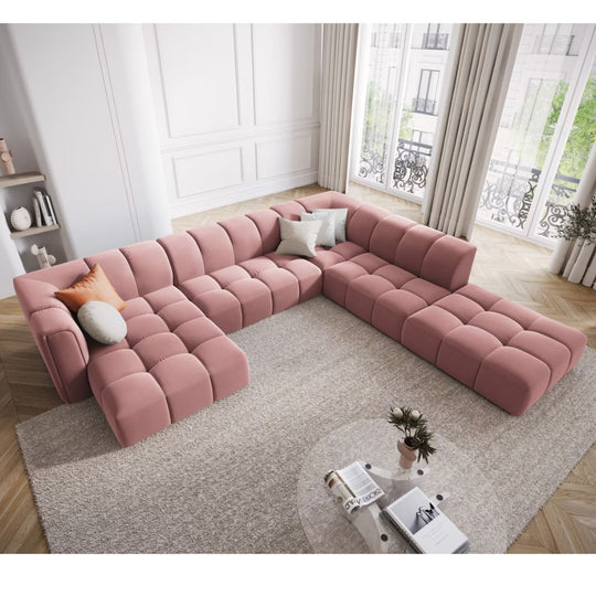 Canapé panoramique 7 places SERENA Micadoni velours rose