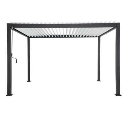 Pergola bioclimatique autoportante Prima Leroy Merlin, aluminium gris anthracite 12m² avec Store déroulant gris anthracite 3.7X2.36