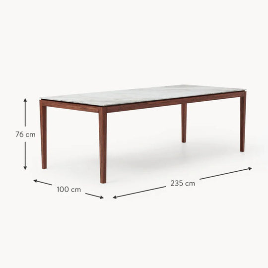 Table à manger WESTWING effet marbre 8 places en céramique blanche JACKSON
