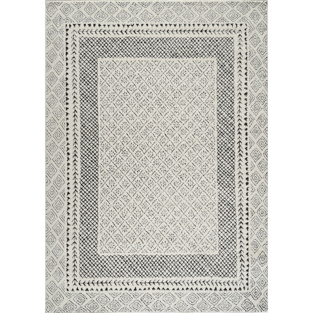 Tapis Scandinave Bohème Ivoire/Noir Monaco