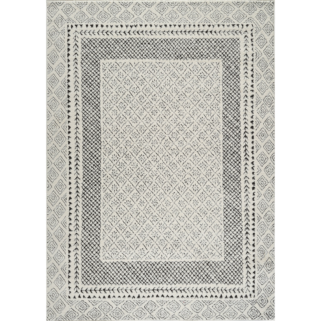 Tapis Scandinave Bohème Ivoire/Noir Monaco