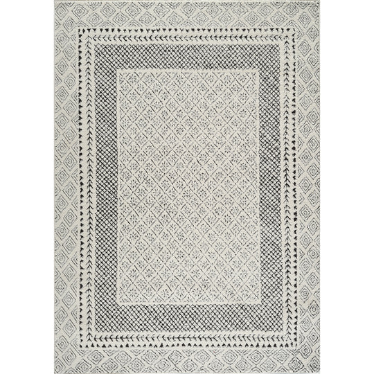 Tapis Scandinave Bohème Ivoire/Noir Monaco