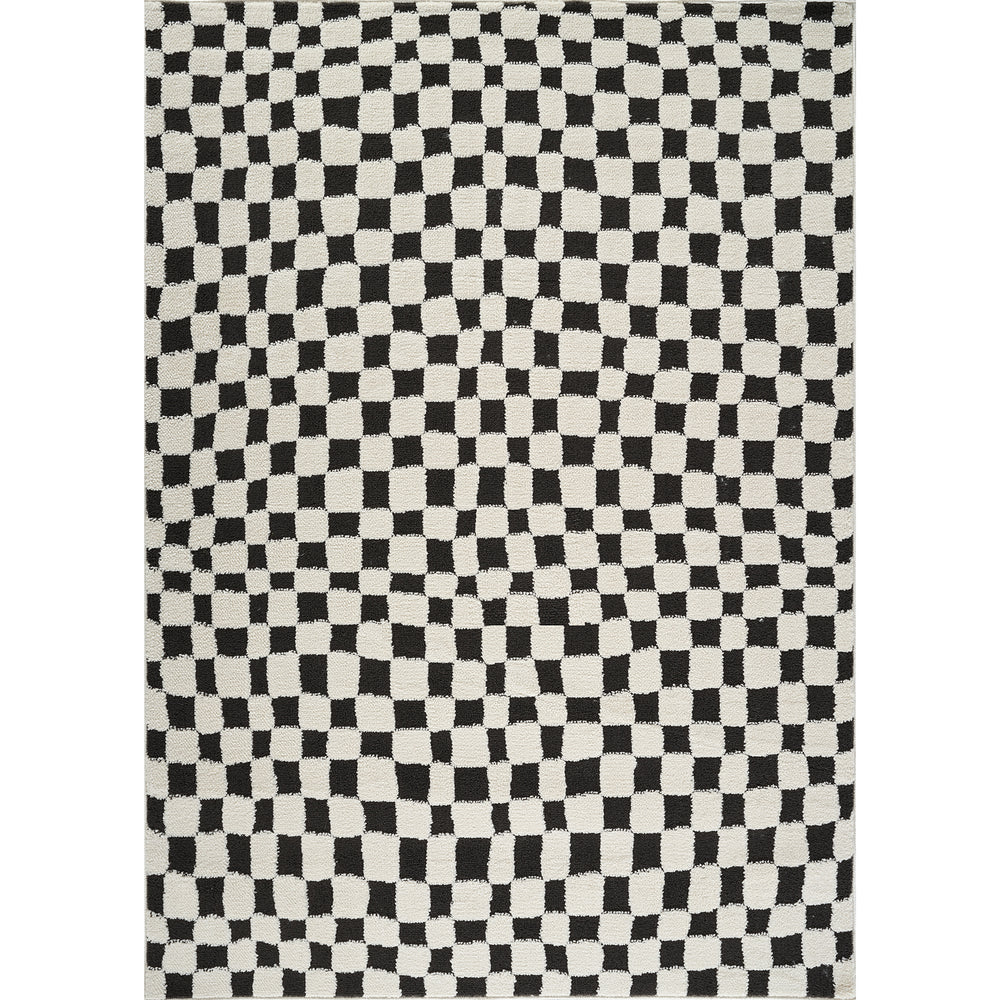 Tapis Scandinave à Carreaux Noir/Blanc Gijon