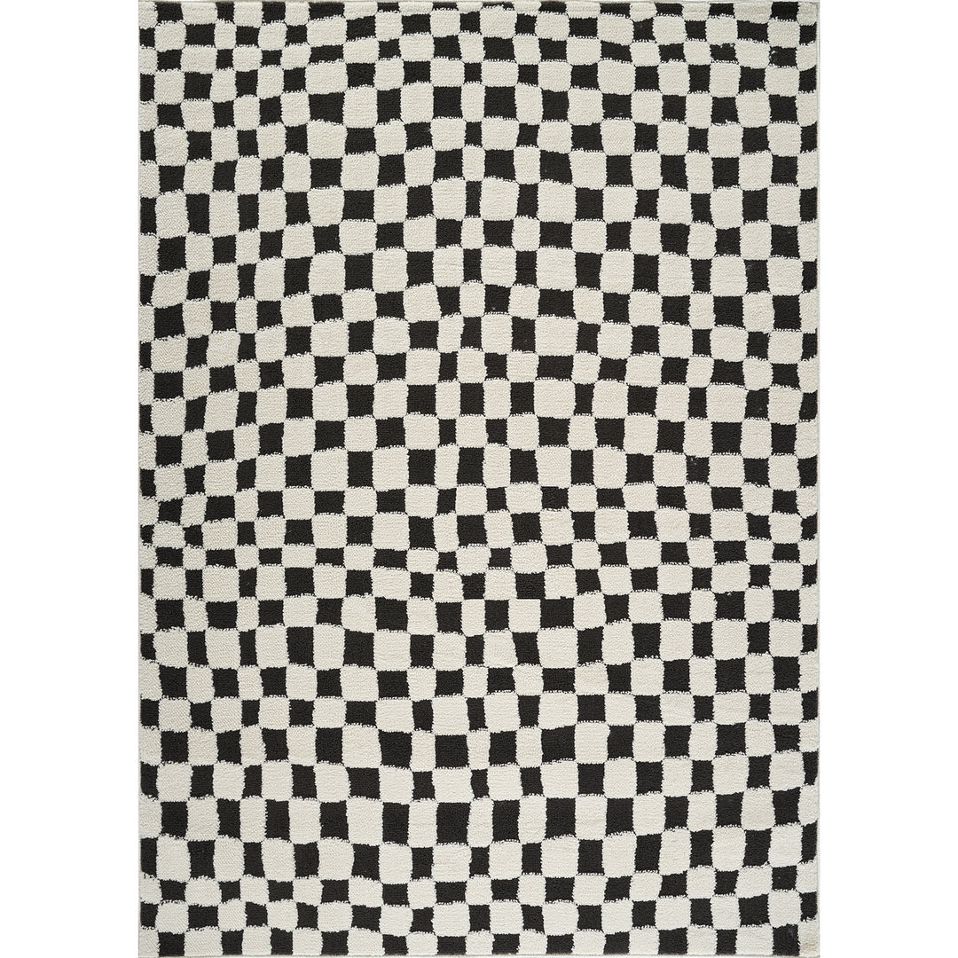 Tapis Scandinave à Carreaux Noir/Blanc Gijon