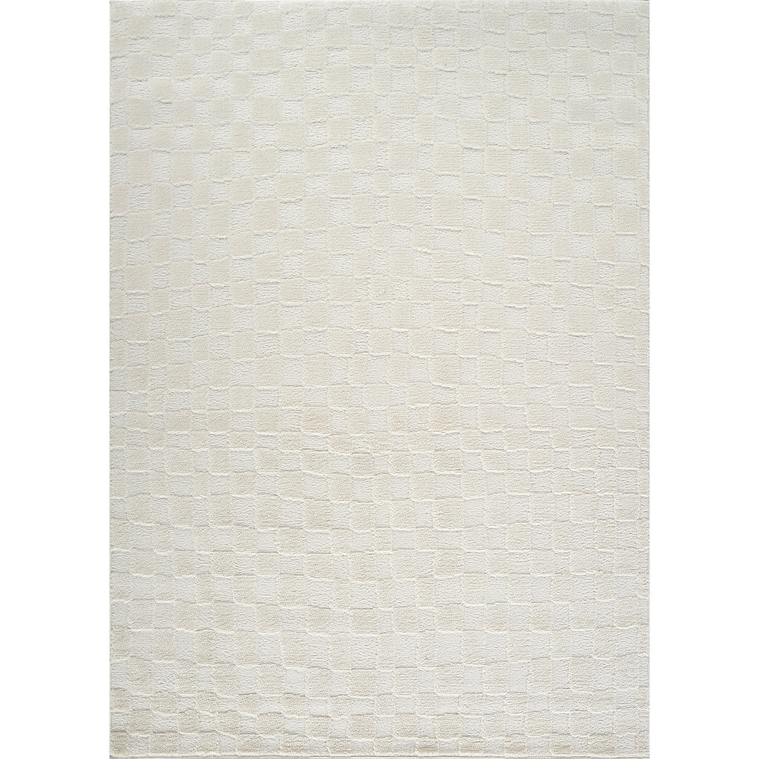 Tapis Scandinave à Carreaux Ivoire Gijon