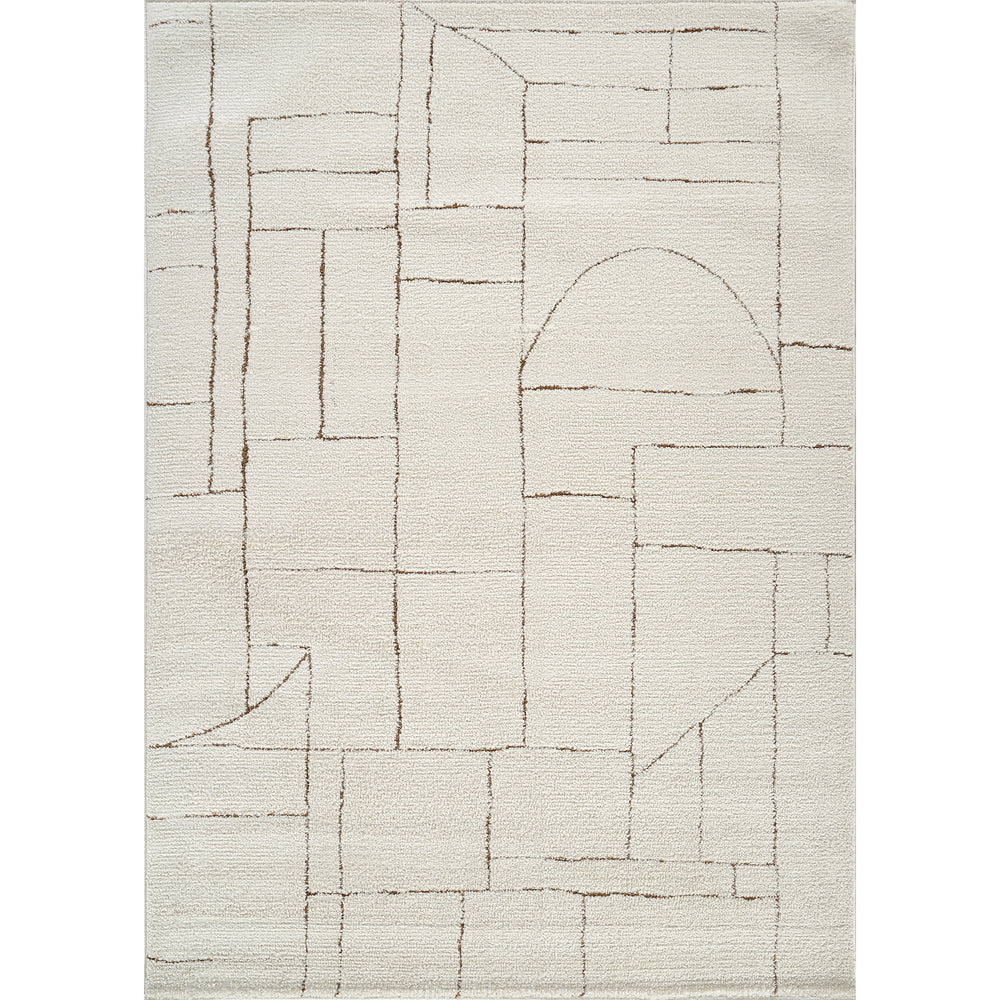 Tapis Scandinave Moderne Ivoire/Terracotta Bari