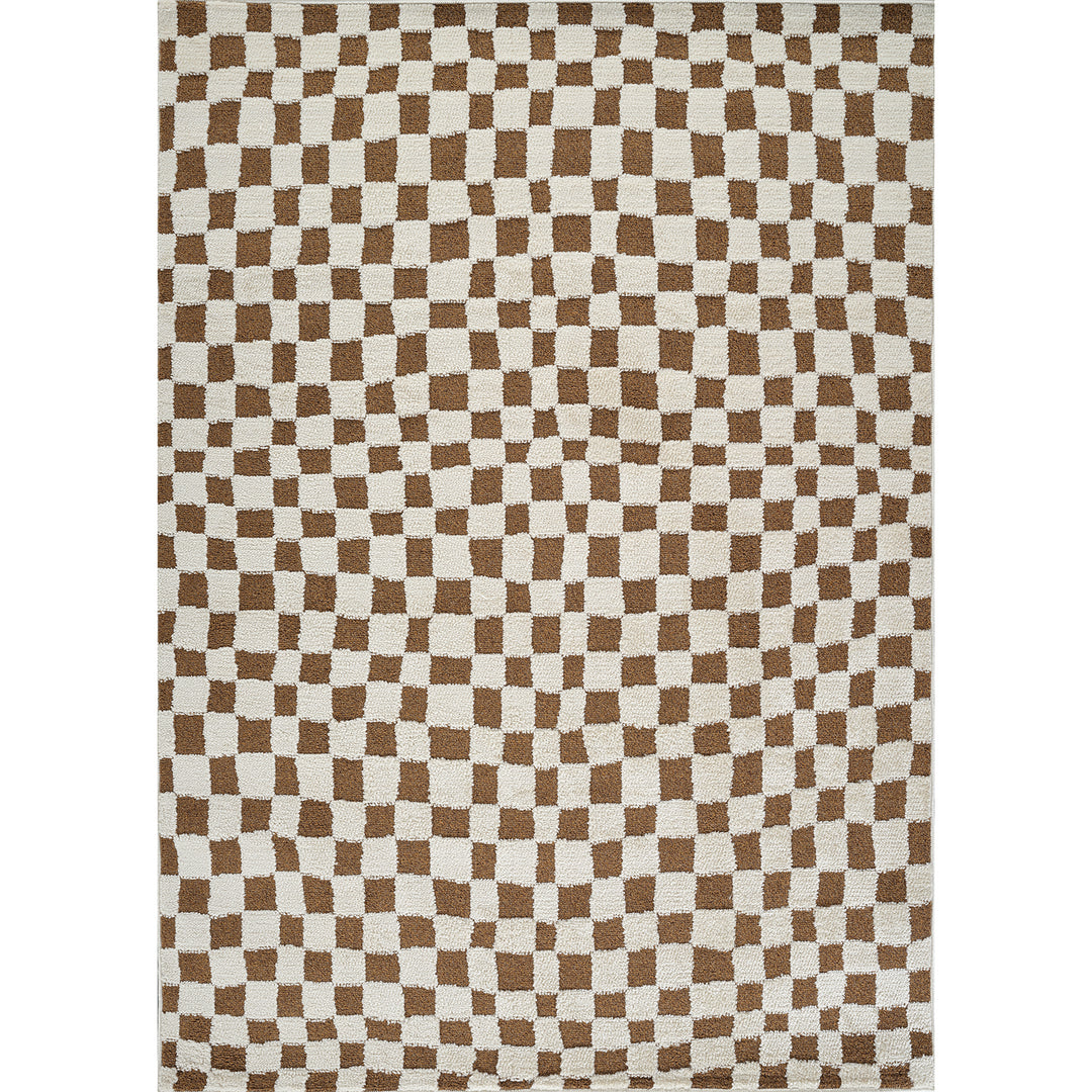 Tapis Scandinave à Carreaux Terracotta Gijon