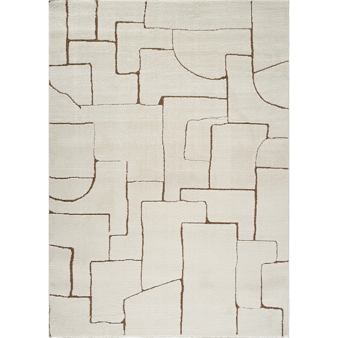 Tapis Scandinave Moderne Ivoire/Marron Sfax