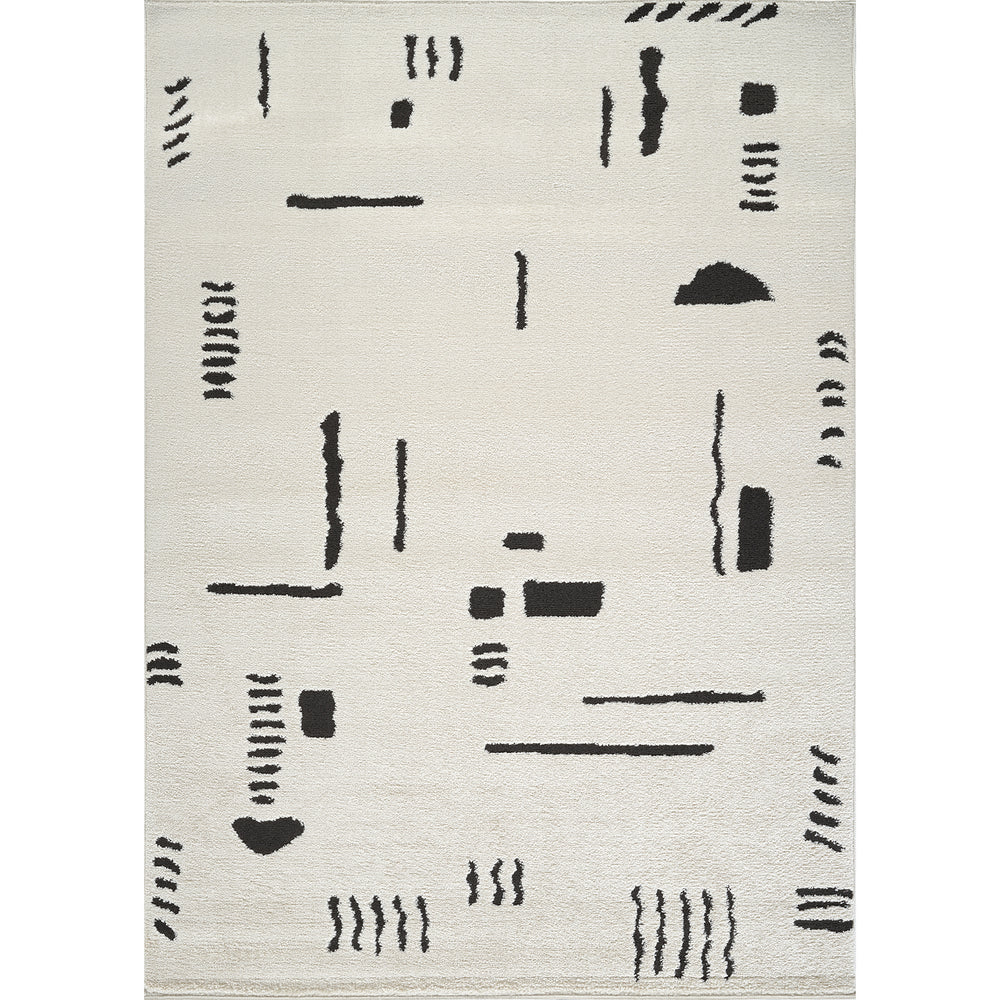 Tapis Scandinave Moderne Ivoire/Noir Osna