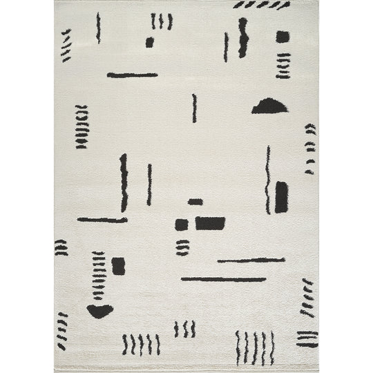 Tapis Scandinave Moderne Ivoire/Noir Osna